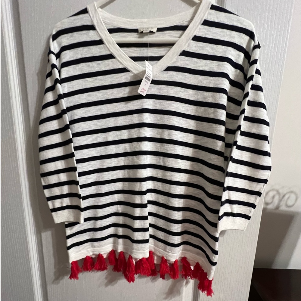 Talbots NWT size petite top with red tassels